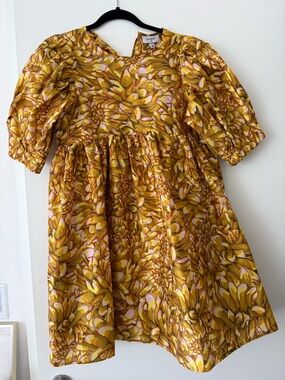 Kika Vargas Yellow Babydoll Dress